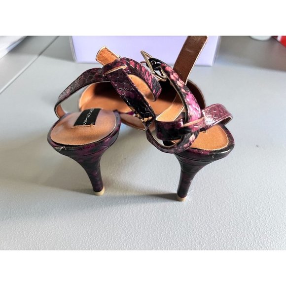 Madden Girl Womens 9 Heels Brown Red Animal Print Point Toe Ankle Strap Shoes - Picture 4 of 9